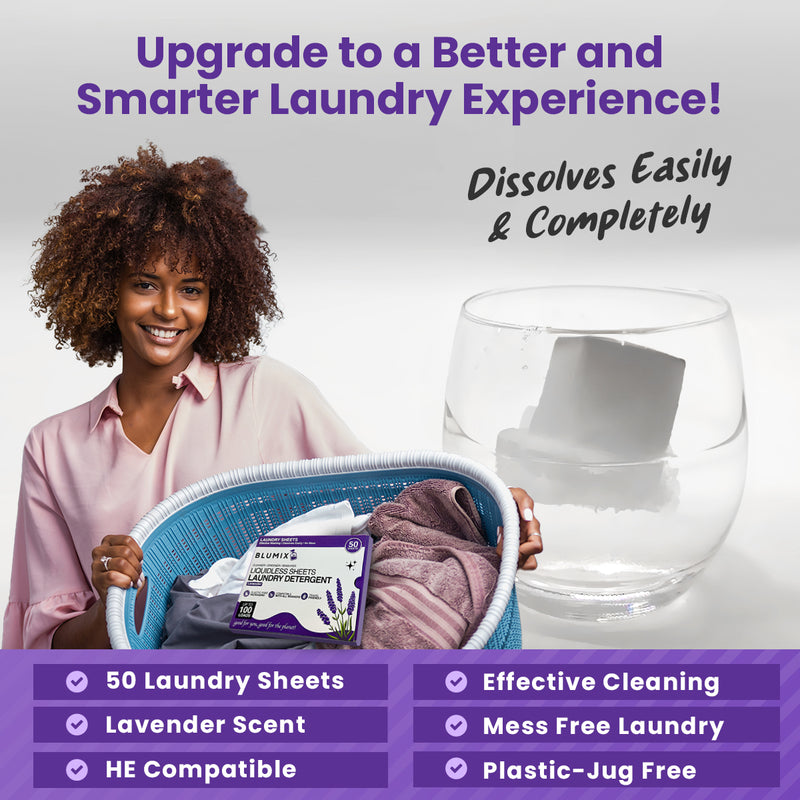 Laundry Detergent Sheets - 50 Sheets (100 loads), Launder Scent